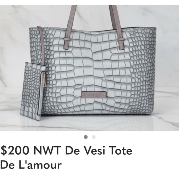 Handbags - Devesi Bag Gray Croc-Embossed Tote Bag
